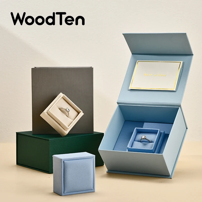 WoodTen Jewelry Storage Box Creative Greeting Card Wedding Timeline Engagement Ring Gift Box Jewelry Box Gift Packaging Box