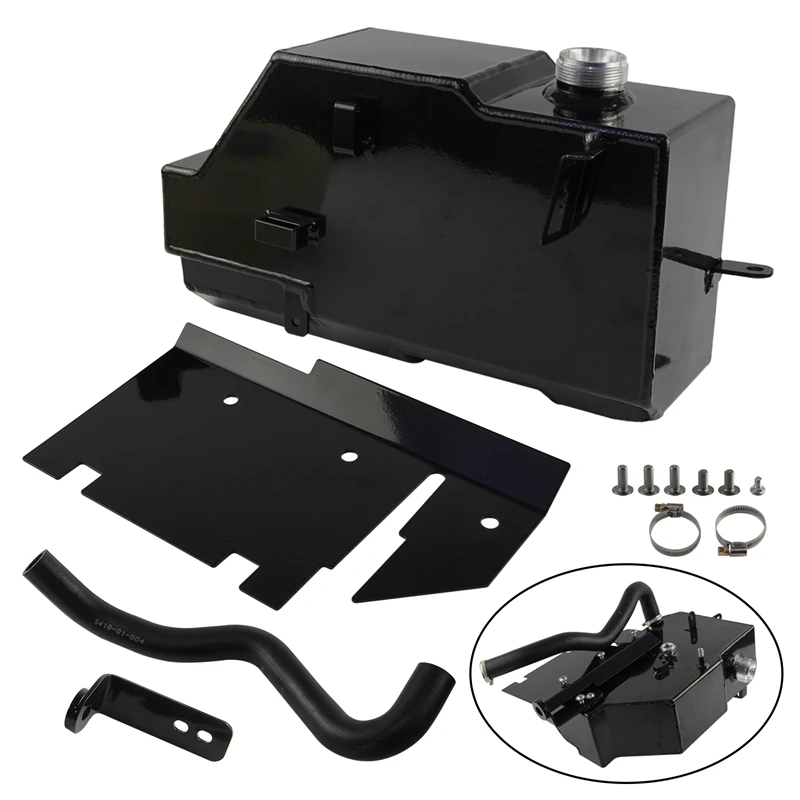 Primary Degas Tank Kit For 2011-2019 Ford 6.7L Powerstroke F250 F350 Super Duty V8 Diesel Engine Black/Silver Aluminum