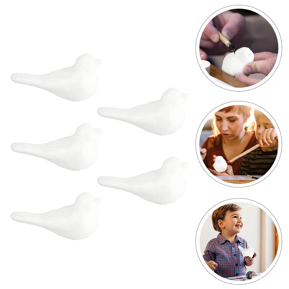 

5pcs Foam Birds Decor Diy Painting Modeling Bird Craft For Christmas Halloween Party Prop Lightweight Simple Bird Shaped Molds