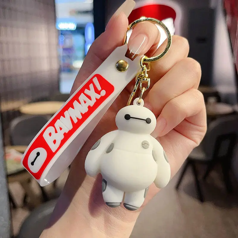 Disney Big Hero 6 Baymax Cute Cartoon Anime Pvc Keychain Car Key Ornaments Backpack Zipper Pendant Halloween and Christmas Gift