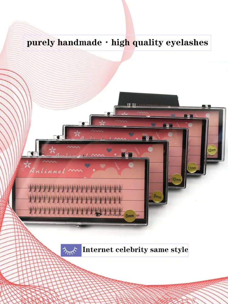 Anlinnet Professionelles Make-up 60 Cluster Einzelne Wimpernbüschel M-Sandwich-Wimpern zum Aufkleben Künstliche Wimpern – Detail 3