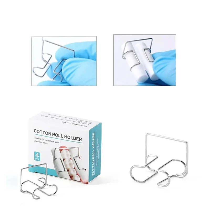 4Pcs/box Dentistry Materials Dental Orthodontic Clip Cotton Roll Holder Stainless Steel Cotton Roll Clip Oral Isolator Dentist