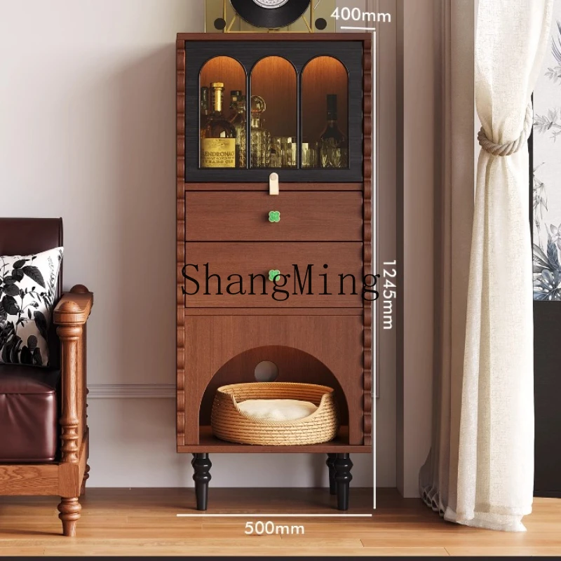

WYX retro TV side cabinet living room floor bookcase sofa cabinet tea cabinet