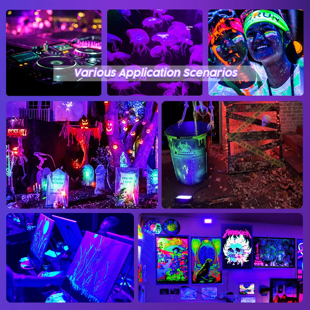 39nm LED الأشعة فوق البنفسجية كشاف ضوء 50 واط 100 واط LED المرحلة الضوء الأسود 220 فولت مقاوم للماء الأشعة فوق البنفسجية الفلورسنت حفلة المرحلة الخلفية