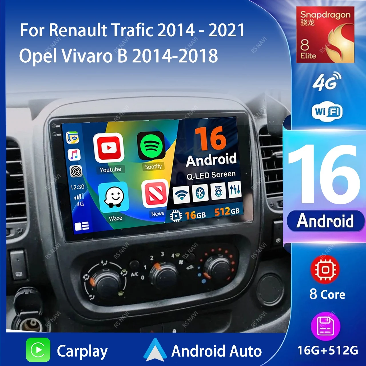 Android 16 Carplay Car Radio Multimedia For Renault Trafic 2015-2019 For Opel Vivaro B 2014-2018 Autoradio Stereo Head Unit 2din
