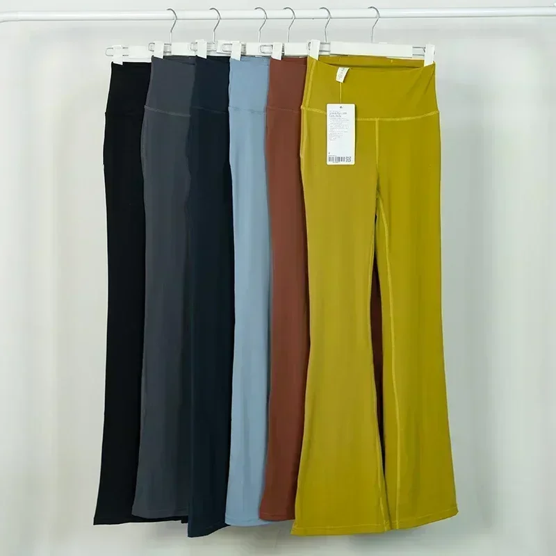 Lemon Groove-pantalones acampanados de cintura alta para mujer, mallas ajustadas de pierna ancha para correr, deporte, Fitness, Yoga