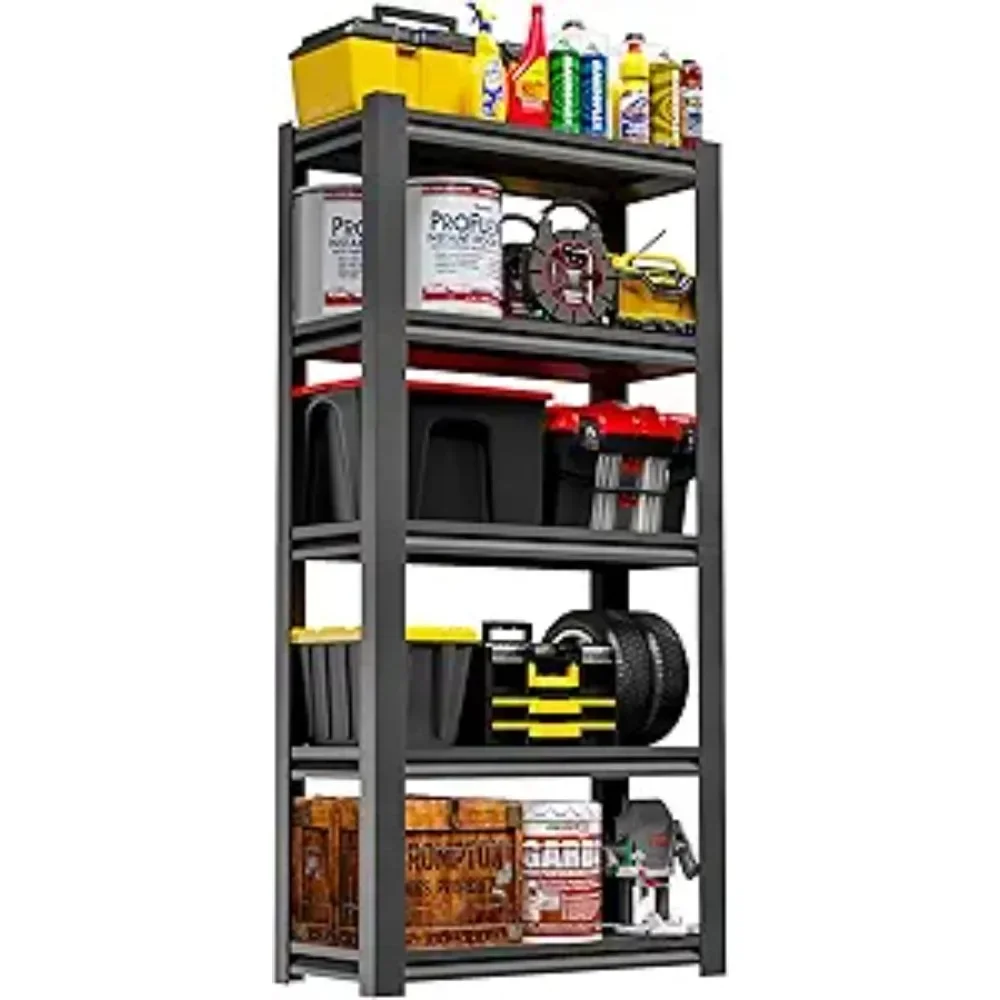 

72" H Garage Shelving 2500LBS Heavy Duty Storage Shelves Adjustable 5 Tier Metal Shelves for Storage Garage Industrial Shelving