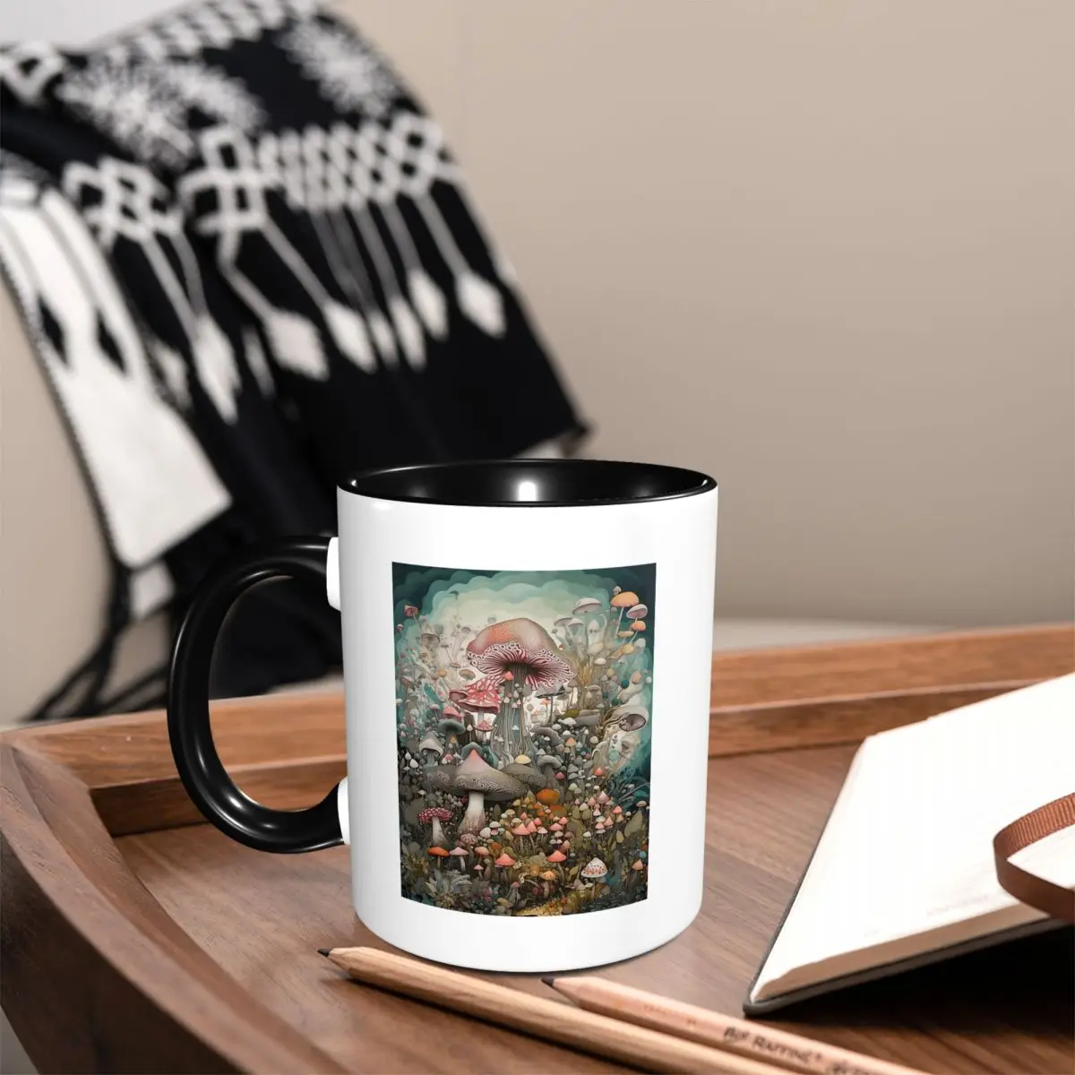 Magical Mushroom Field Mug Funny Ceramic Coffee Cups Tea Mugs Milk Cup Drinkware Gift for Friends