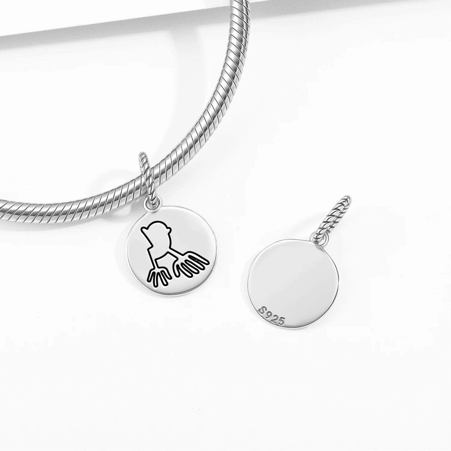 Nazca lines The Hands Pendant 925 Sterling Silver Symbol Charm Bead for Women Bracelet Necklace Jewelry Fashion