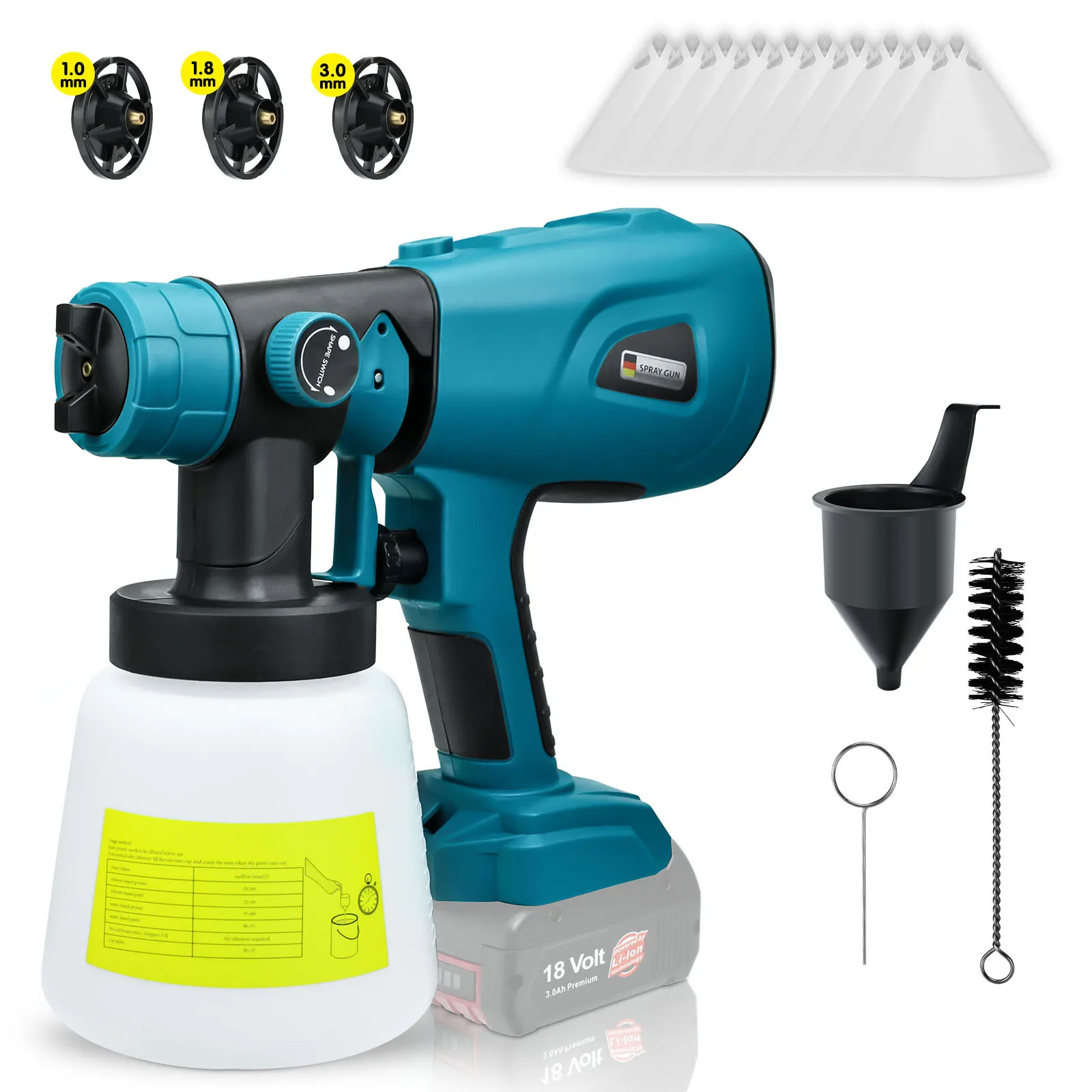 Electric Spray Gun for Bosch 18V 20V Li-ion Battery Auto Furniture Coating Airbrush Cordless Portable Paint Sprayer