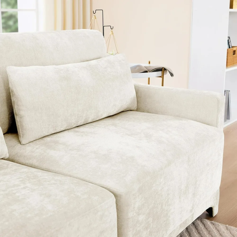 110.2" L Shaped Modular Sectional Sofa Cloud Couch with Ottoman, 3-Seat Chenille Deep Seat SofInteriora with Pillow for Living image 3