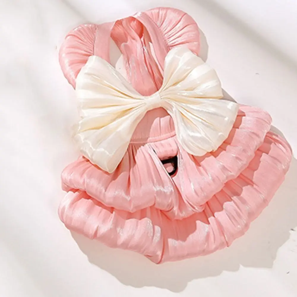 Gift Lovely Pet Princess Skirt Washable with Bowknot Cat Dresses Polyester 4 Size Shiny Pet Clothing Dress Up Accessories