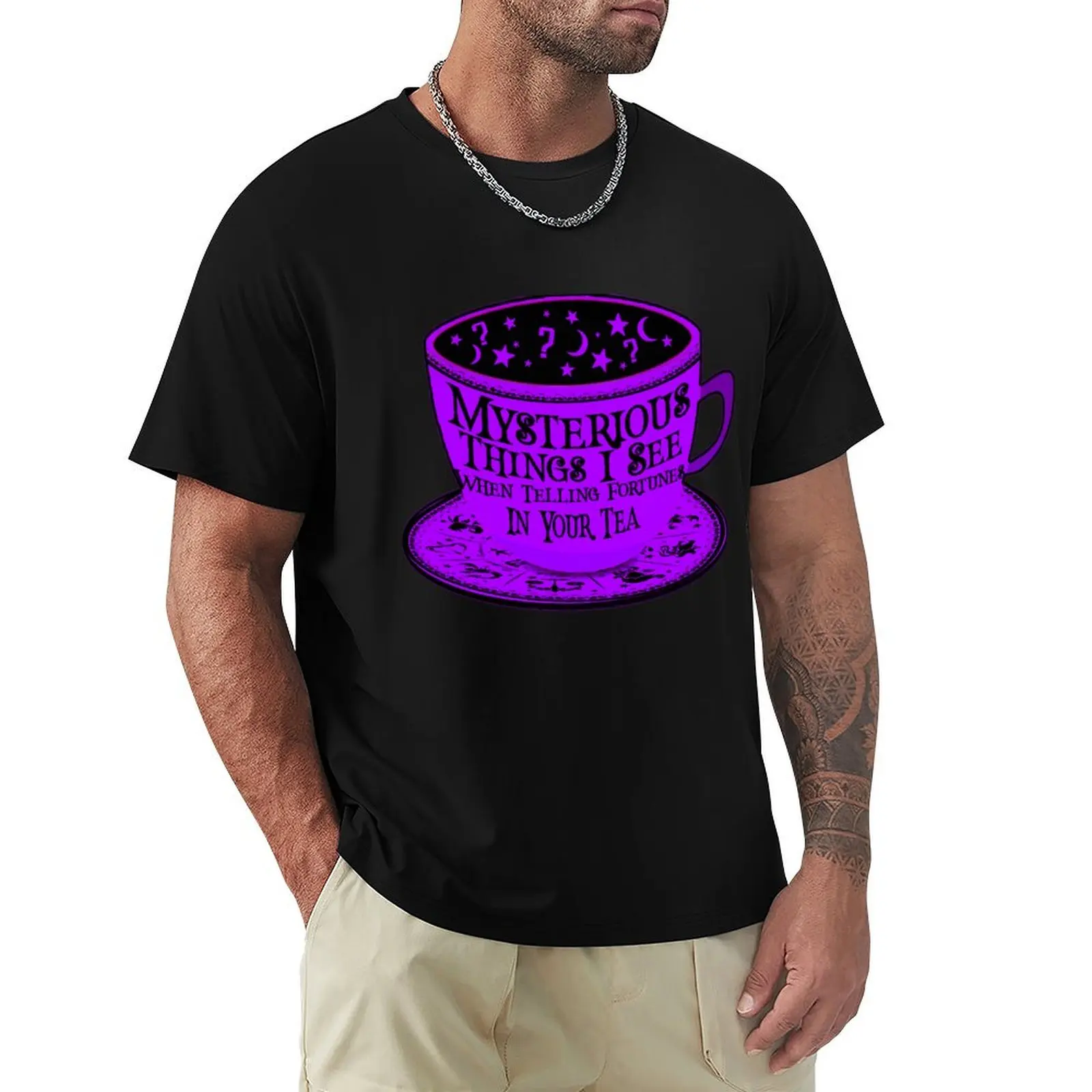 Tea Leaf Reader Tasseography Cup of Fortune Teller Stars T-Shirt t shirt man plain T-Shirt