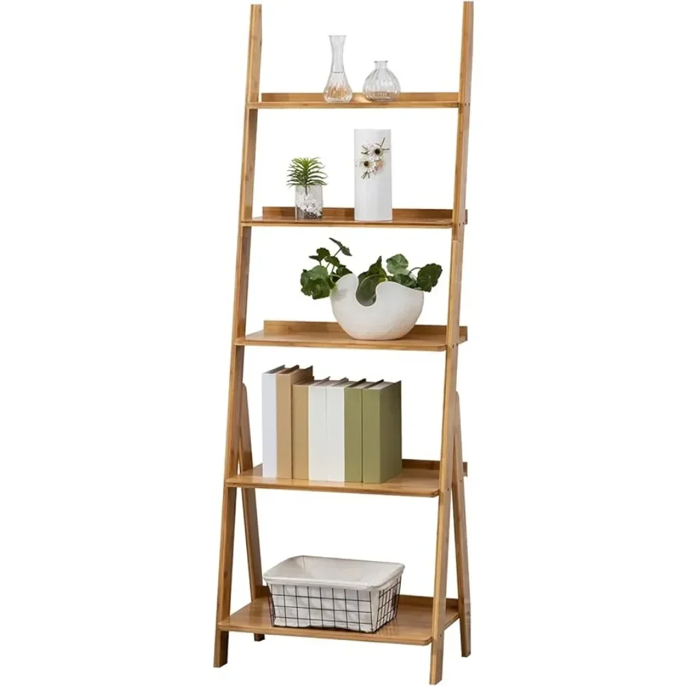 

Free Standing Organizer Storage Shelves Drawer Nature Showcase Ladder Shelf 5-Tier Leaning Shelf Living Board Wardrobe Shoe Rack