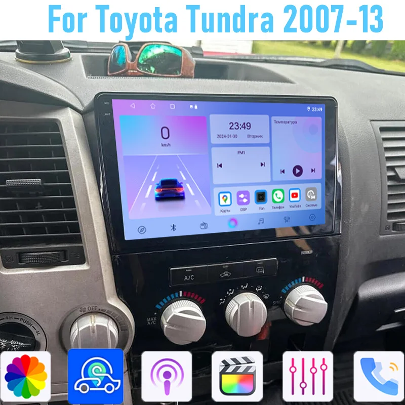 

10'' For Toyota Tundra 2007-13 Car Radio Stereo Wireless Apple Carplay Android 15 Auto GPS Camera Google Map Head Unit
