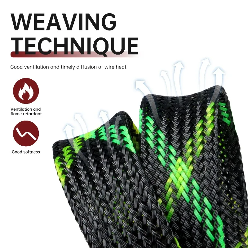 3/5M PET Insulated Braided Cable Sleeve Expandable Sheath 2mm-40mm High Density Nylon Mesh Tube Wire Wrap Sheath Cable Sleeving