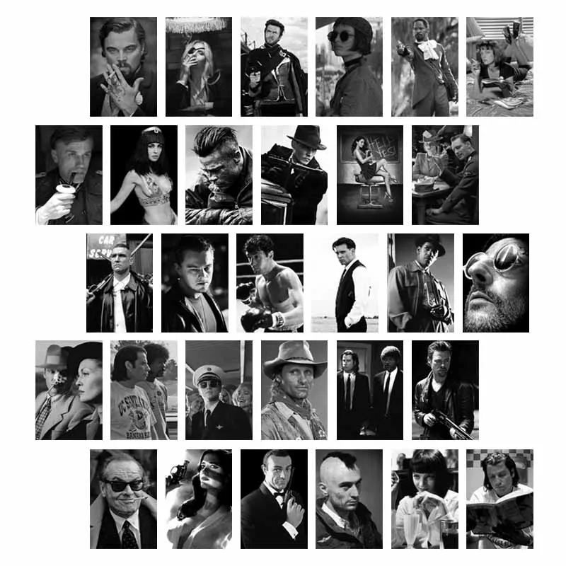 

10/30 PCS Black and White Pastel Aesthetic Wall Collage Kits Poster Classic Movie Figure Prints Postcard for Teen Bedroom Decor