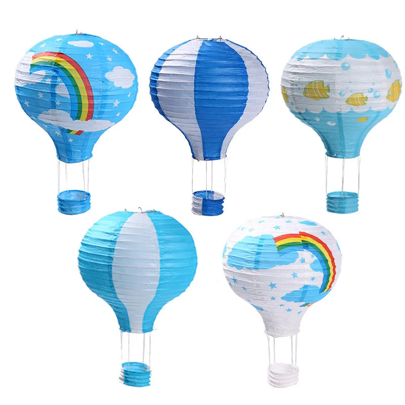 30cm Santa Claus Elk rainbow Hot Air Balloon Paper Lantern Lampshade DIY Crafts Ceiling Hanging Xmas Decorations Party Supplies