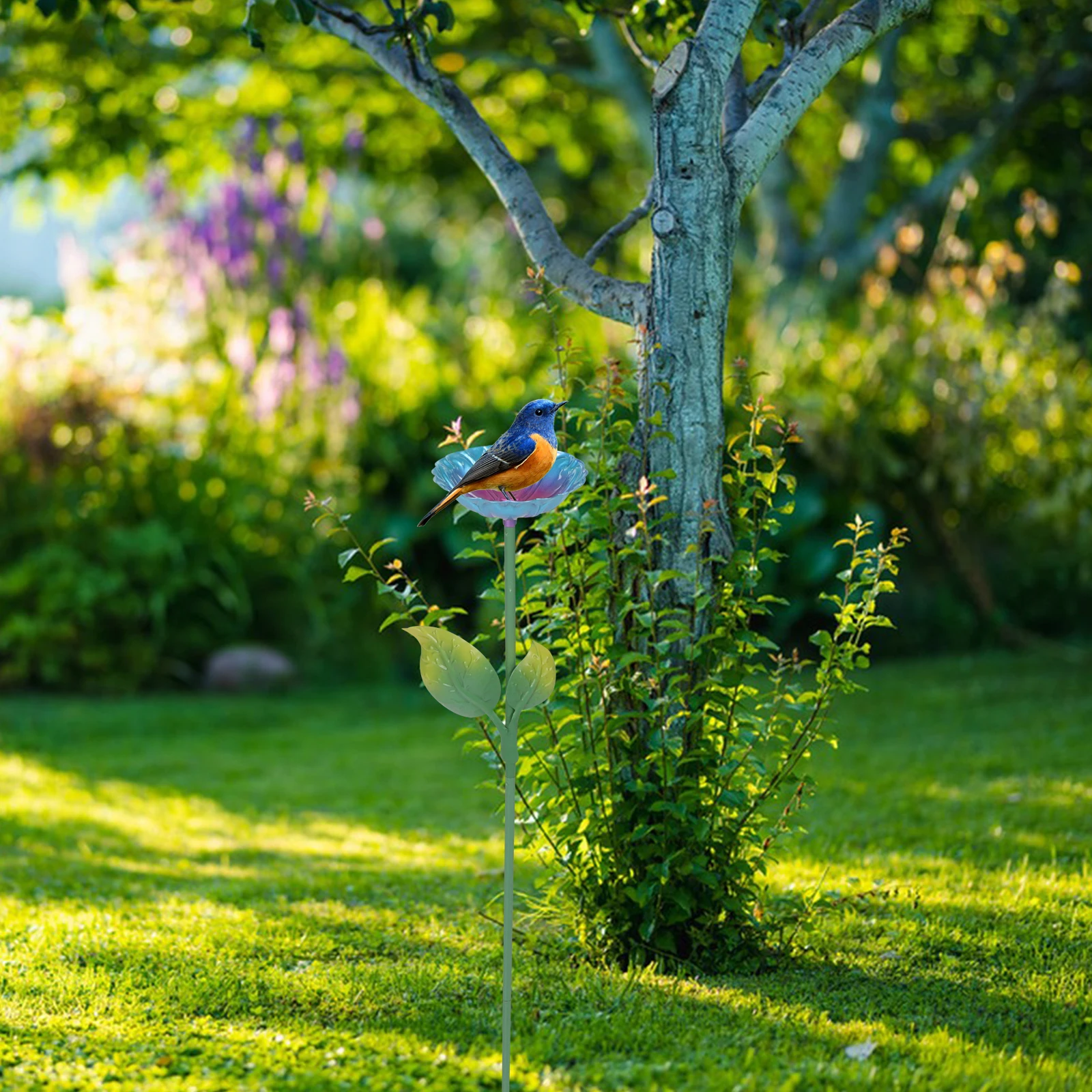

2pcs Flower Bird Feeder Outdoor Garden Decoration Iron Birdbath Bowl Durable Stand Basin for Patios Parks Bird Water Dispenser