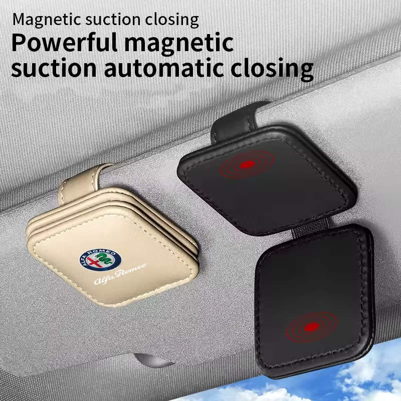 حامل نظارات شمسية للسيارة شماعات نظارات جلدية حاجب من الشمس مشبك نظارات لسيارة ألفا روميو جوليا ستيلفيو جيوليتا 159 147 156 166 #4