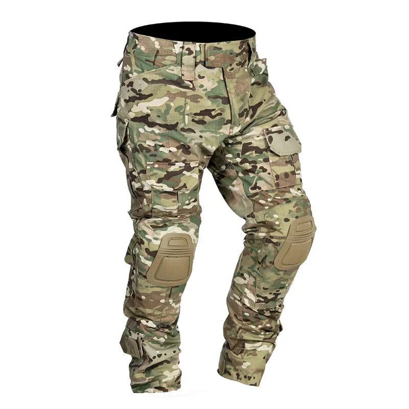 Men Combat Pants with Knee Pads Tactical Cargo Sport Trousers Airsoft Camo Trekking Hunting Clothes Wear-resistant