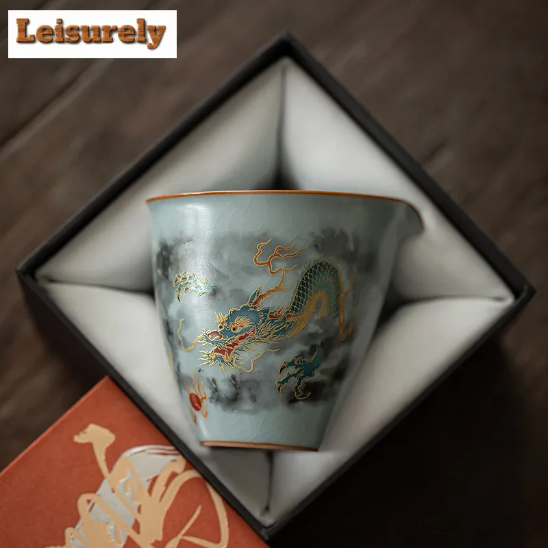 

200ml Azure Ru Kiln Auspicious Dragon Tea Pitcher Divide Tea Cha Hai Dispenser Justice Cup Fair Mug Chinese Tea Set Accessories