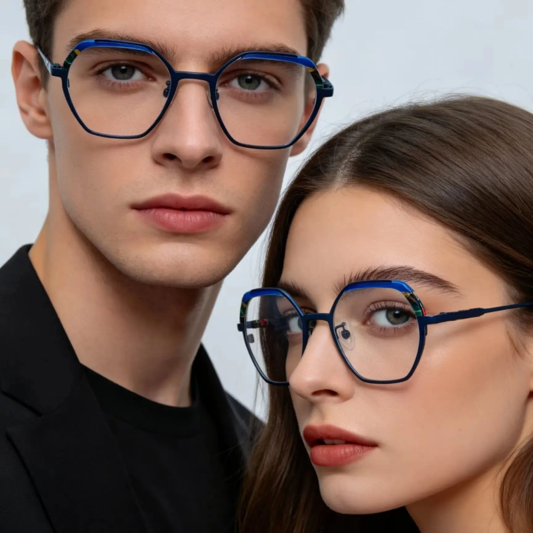 

SCALE FASHION Metal-Acetate Combination Eyeglasses Frame Lightweight Geometric Square Optical Glasses Colorful Fashion Eyewear f