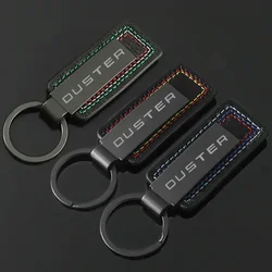 Carbon Fiber Leather Car Alloy Keychain Key Chain Rings Gifts Styling for Duster Logo 2024 2023 Keyrings Auto Accessories