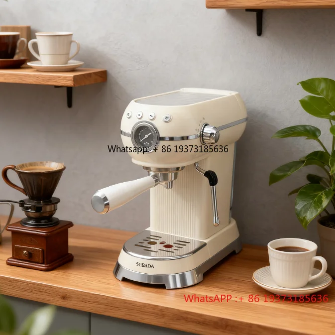 2025 Trending KR Style Espresso Machine with Milk Frother 15 Bar Coffee Maker Compact Coffee Machine for Cappuccino Latte
