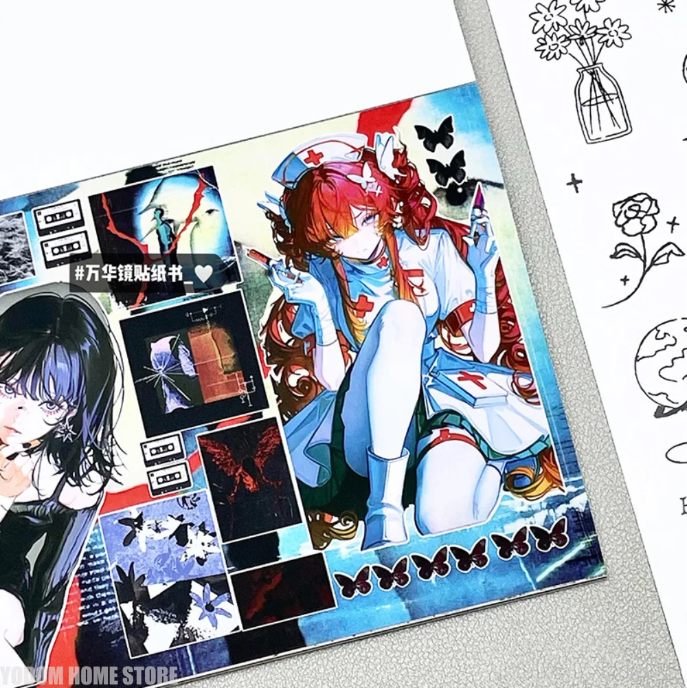 30 Sheets Gothic Religious Anime Girl Sticker Book, Aesthetic Decal for Crafts, Collage, Phone & Water Bottle Decor
