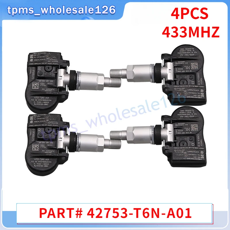 

4PCS/Lot Tire Pressure Monitor Sensor 42753-T6N-A01 For Acura NSX RDX TLX Honda Odyssey Pilot Ridgeline TPMS 433MHZ 42753TG7A51