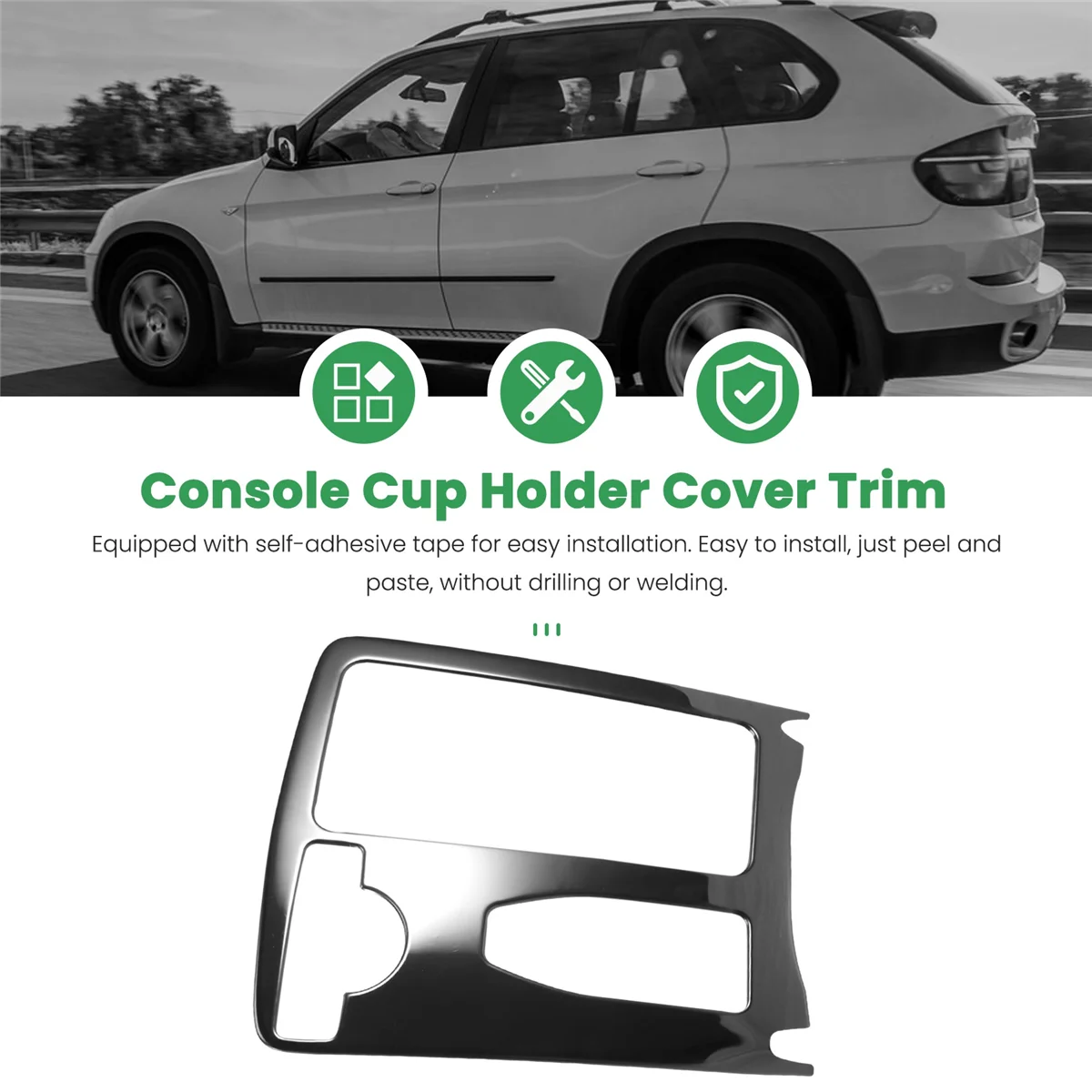 Car Central Console Water Cup Holder Cover Trim for Mercedes Benz C Class W204 08-13