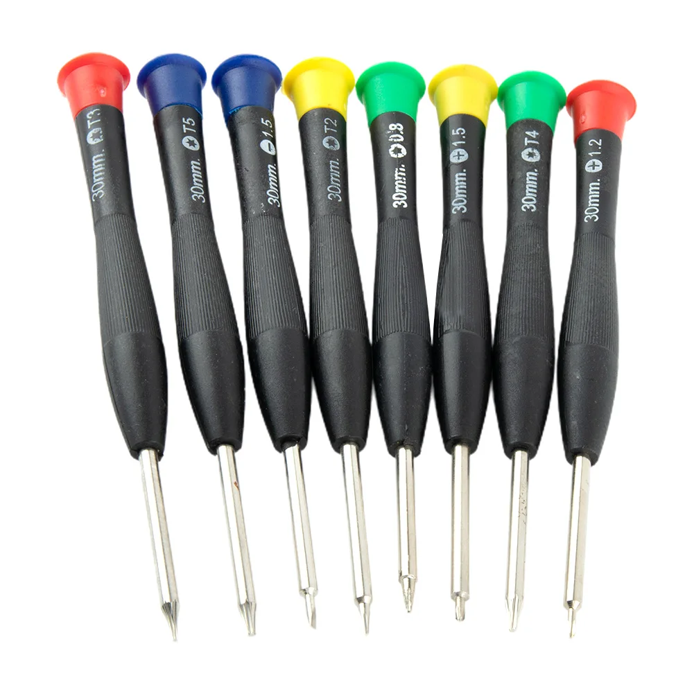 8 Pcs Precision Torx Cross Screwdriver Set Hand Screwdriver T3 T4 T5 PH000 SL1.5 Head For Watch Clock Repairing Manual Tools