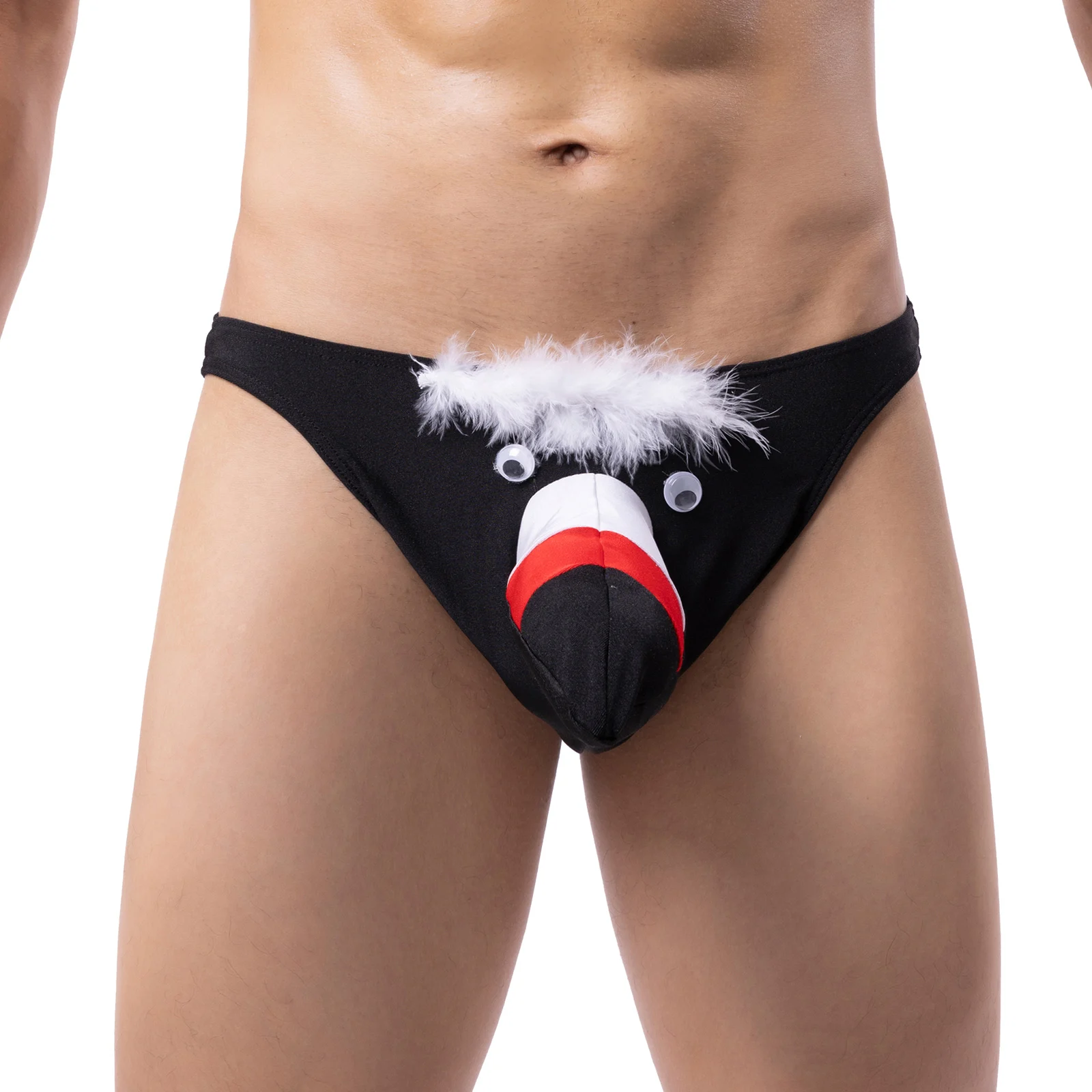 CLEVER-MENMODE Sexy Lingerie Briefs Erotic Long Penis Pouch Panties Men Underwear Feather Birds Eyes Beak Fetish Underpants