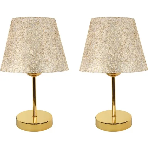 Bysay Sun Metal Pedestal 2'li Lampshade Table Lamp Gold Gold Rope