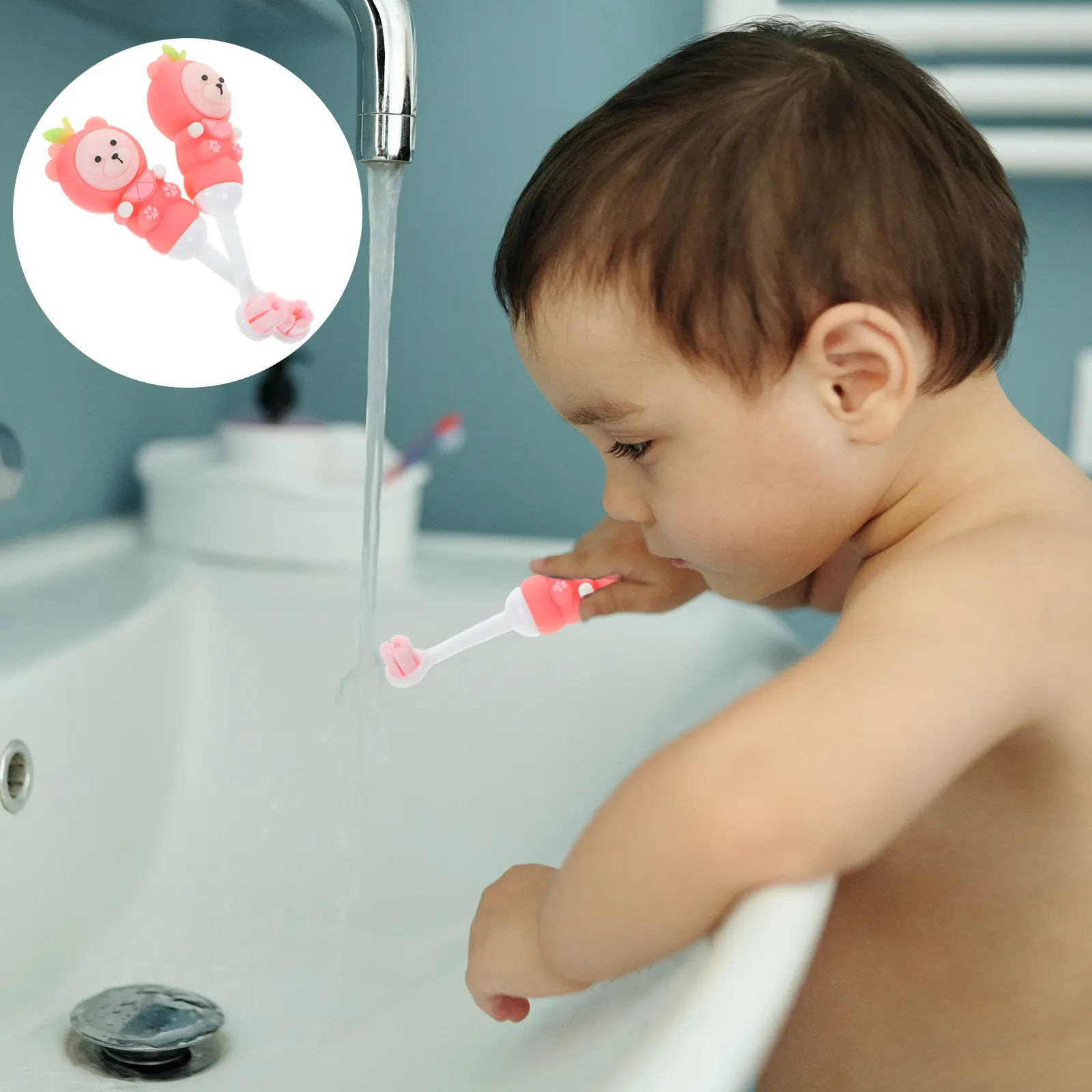 

2 шт. детских зубных щеток с милым дизайном в виде медведя, мягкая щетина, ручная зубная щетка для малышей, очаровательная детская зубная щетка