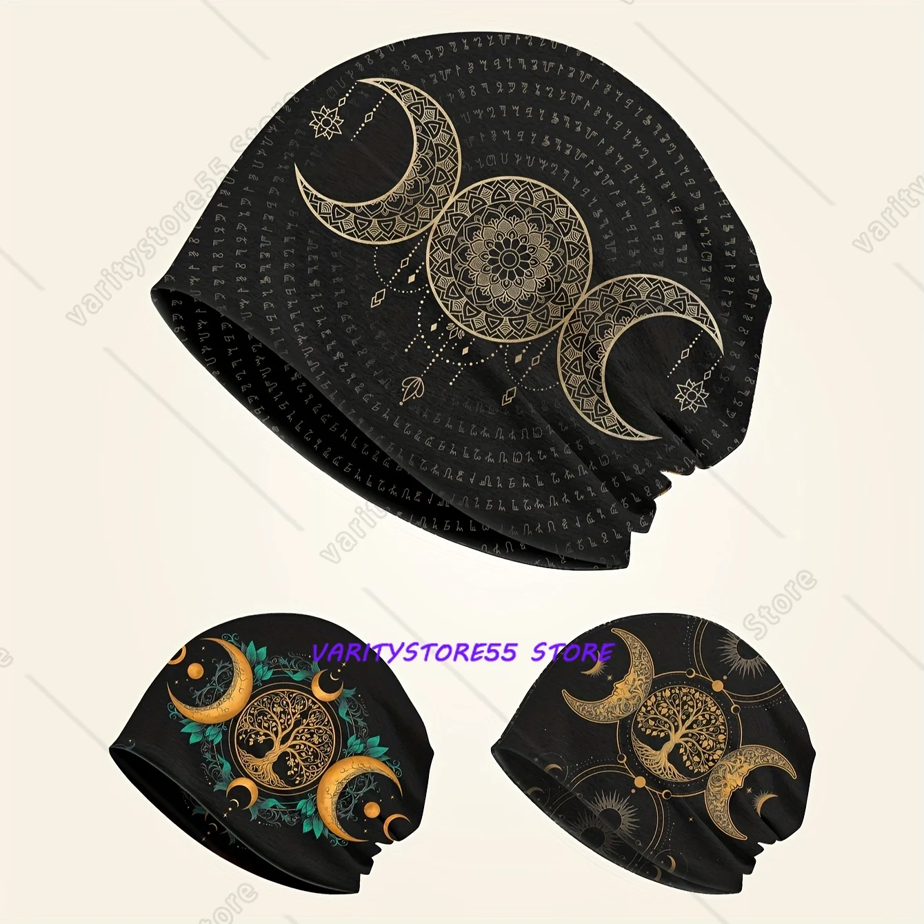 Triple Moon Triple Goddess Beanie Cap Cycling Hiking Outdoor Sports Unisex for Men Women Festival Gift with Triple Goddess