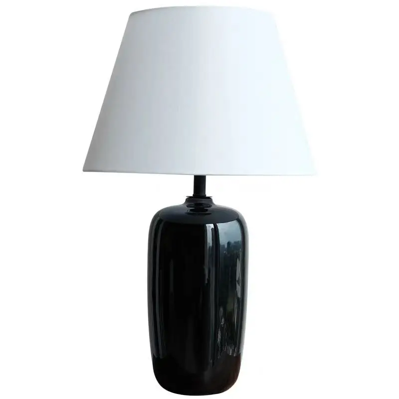

Retro, bright black, handmade, ceramic, desk lamp, new Chinese style, living room, bedroom, bedside, bed and breakfast