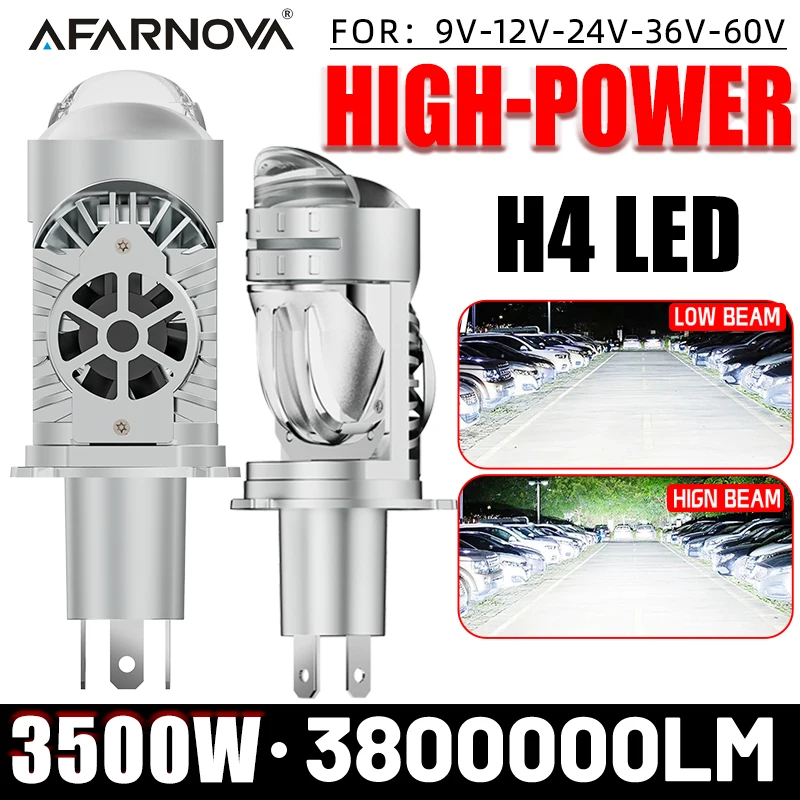 

Led H4 Projector Headlight Bulbs Turbo Super Bright 3500W 3800000Lm H4/9003/Hb2 Headlamp Apply To Cars/Motorcycles/Trucks 12-24V