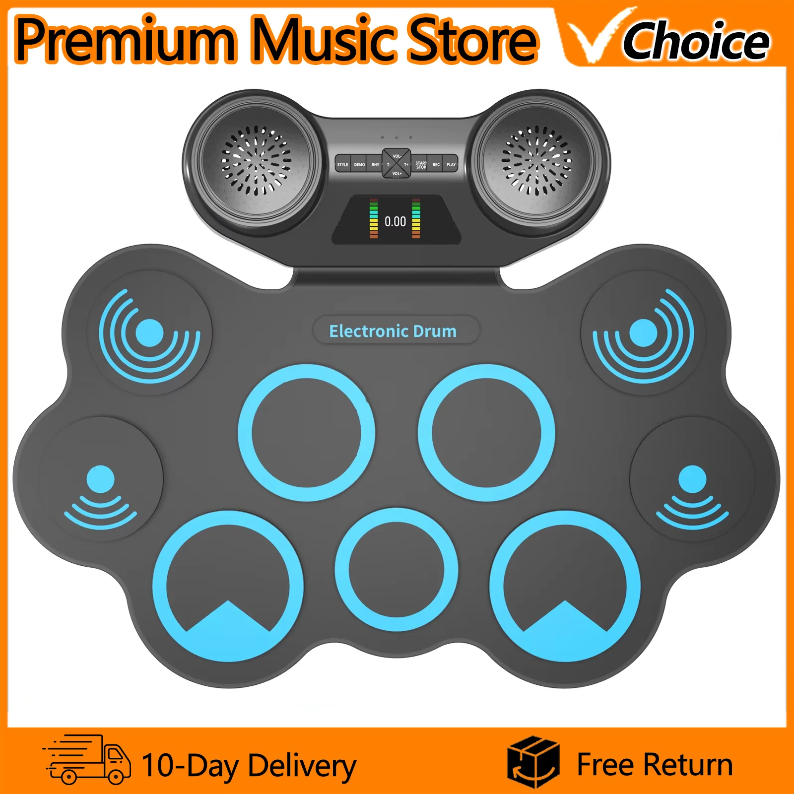 IRIN MD668 Electronic Drum Kit Foldable Bluetooth MIDI Drum Pad with Dual Stereo Speakers for Home Silent Headphone Practice