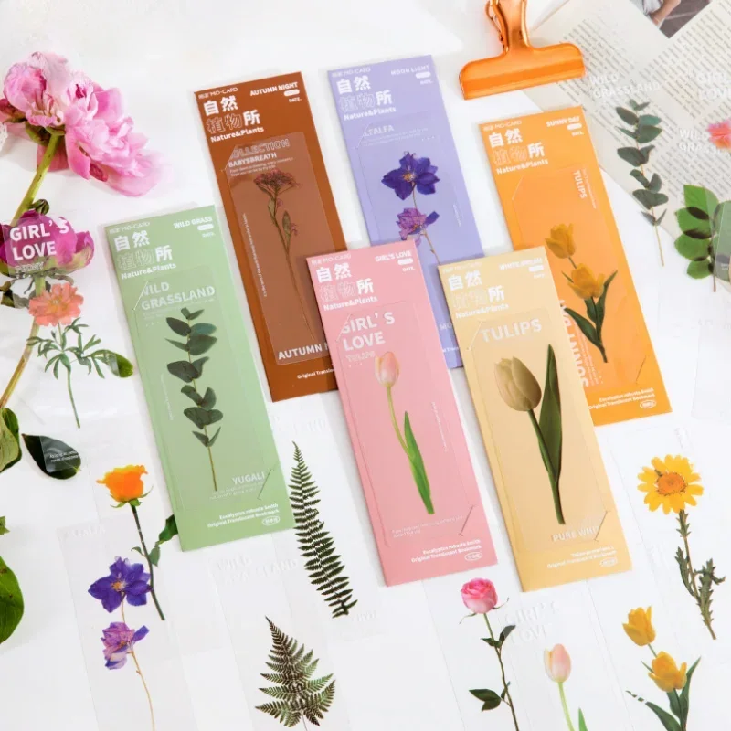 New 5Pcs Flower Series Bookmarks for Books PVC Book Mark Page Marker Cute Stationery Student School Supplies