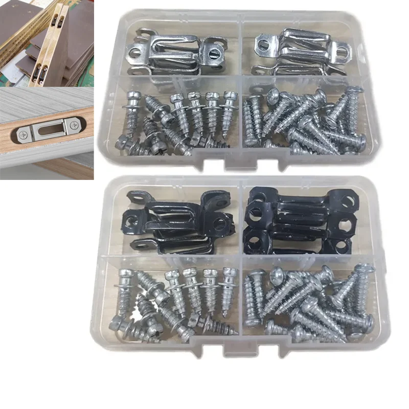 40pcs Invisible 2 in 1 Cabinet Connectors Cupboard Hinges Assembly with Screw Furniture Connecting Bracket Hardware Accessories