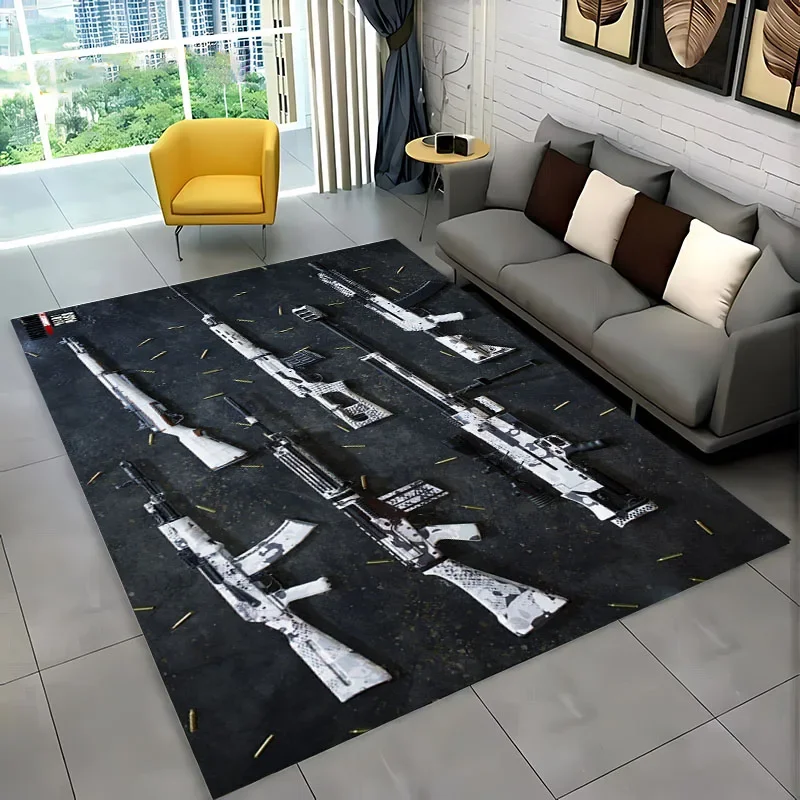 Assault Rifle Pistol Revolver Gun Area Rug,Carpet Rug for Living Room Bedroom Sofa Doormat Decor Kid Play Non-slipFloor Mat Gift