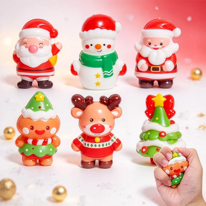 1-10PCS Christmas Squishy Stress Relief Toy 2026 New Santa Claus Cartoon Figure Educational Decompression Exquisite Fidget Gift
