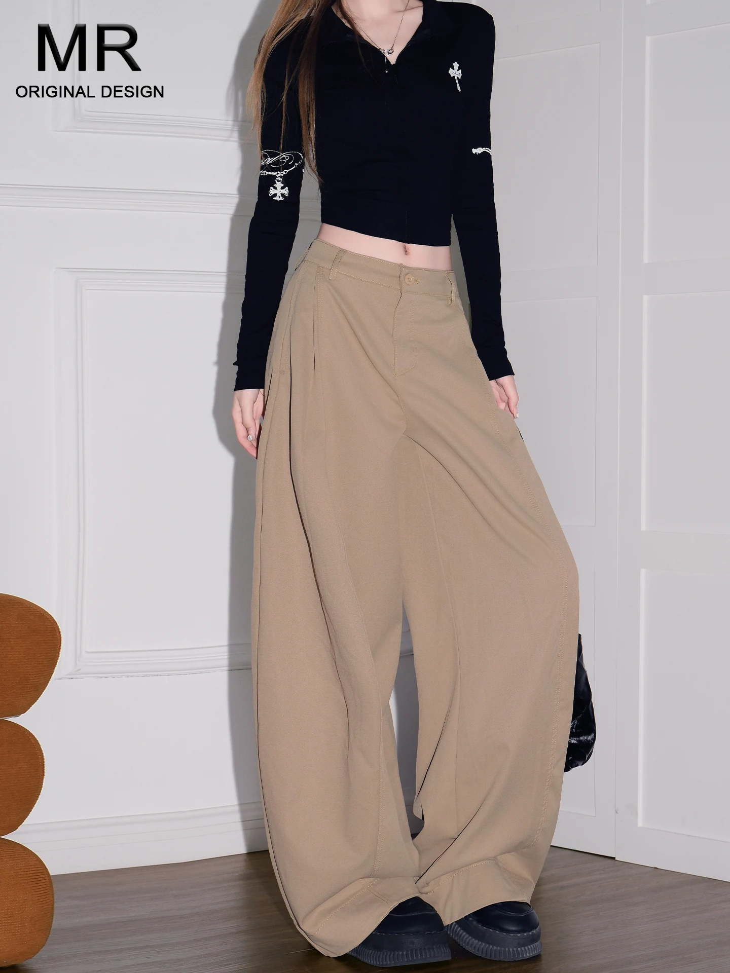 

Женские джинсы с высокой талией, широкими штанинами, свободного кроя, в стиле Lazy Style, летние, с эффектом похудения, прямые, в пол, повседневные брюки