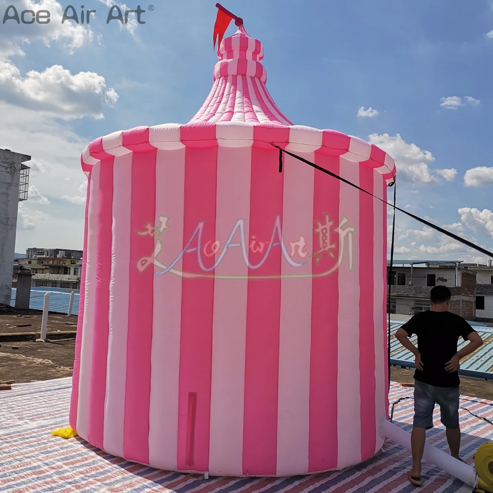 Tienda de circo inflable rosa personalizada, pabellón de boda con cortina para desfile o fiesta/decoración de escenario