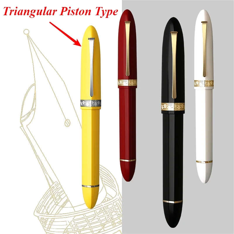 

New Majohn Mooman V60 Triangular Piston Metal Fountain Pen Iridium EF/F 0.38/0.5mm Nib Office Gel Pens Luxury School Stationery