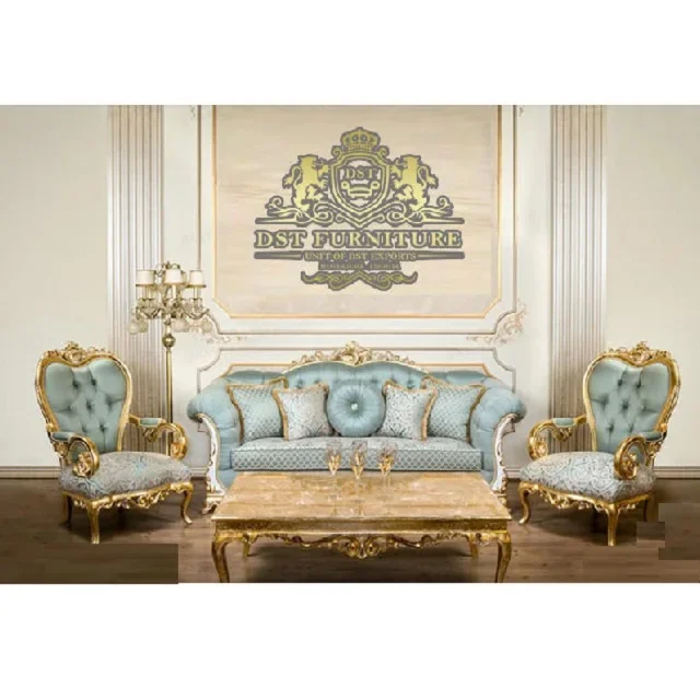 French Style 5 Seater Sofa Set for Living Room Turkish Design Living Room Furniture Set Luxury Classic Style Drawing Room Sofa