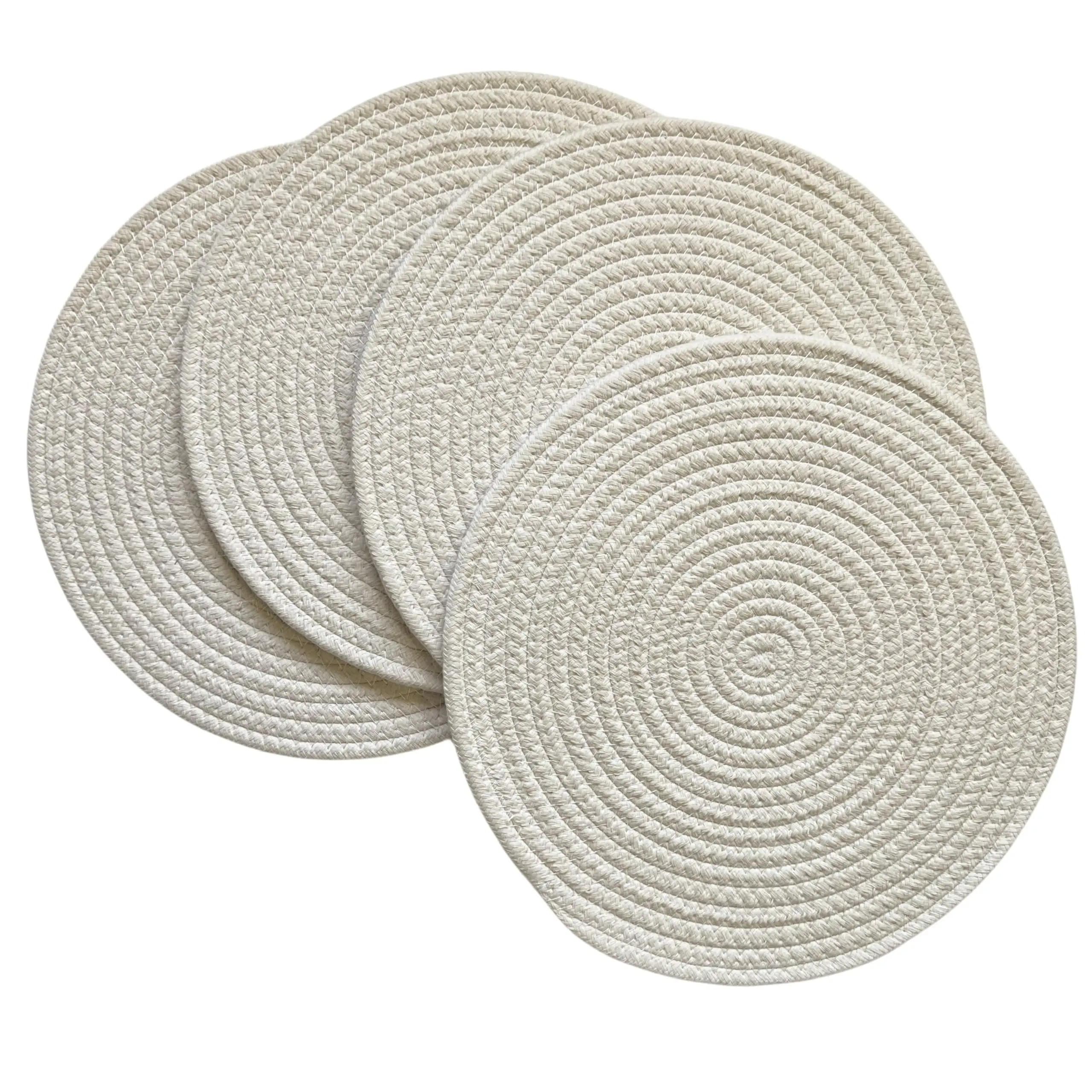 

Round Placemats Washable Thick Cotton Absorbent Round Table Mats for Kitchen Dining Table Set of 4 Round Woven Fabric Place Mats