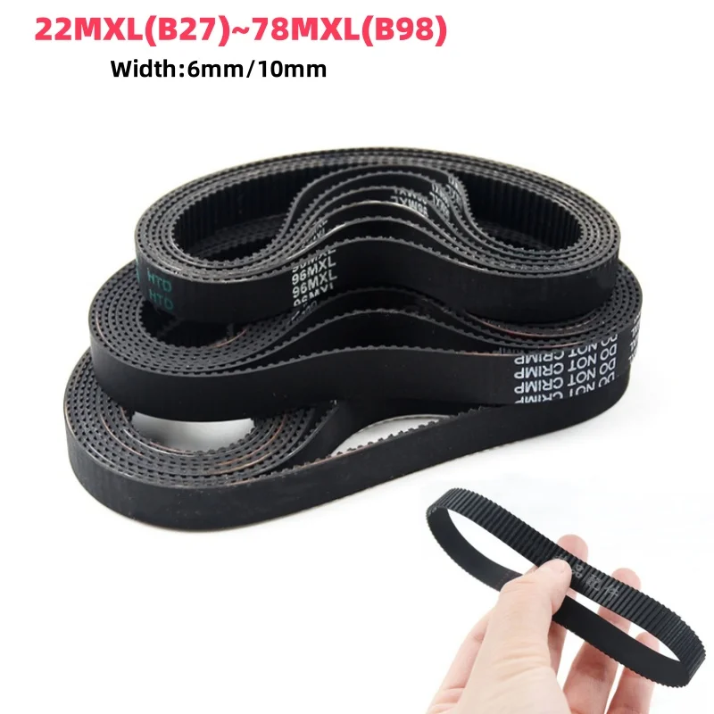 MXL Closed Loop Timing Belt 22MXL(B27)28MXL(B35)32MXL(B40)34MXL(B43)40MXL(B50)~78MXL(B98) Width 6/10mm Transmission Rubber Belts